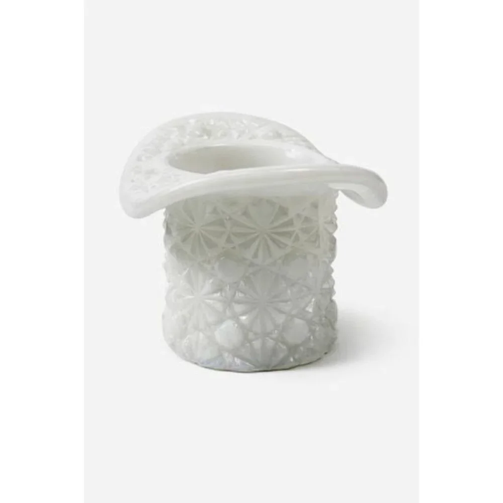Toothpick Holder Vase Candleholder Fenton Daisy Button Top Hat Opalescent Milk G - Picture 1 of 16